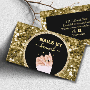 Glitter Woman Hand Nail salon Business Card