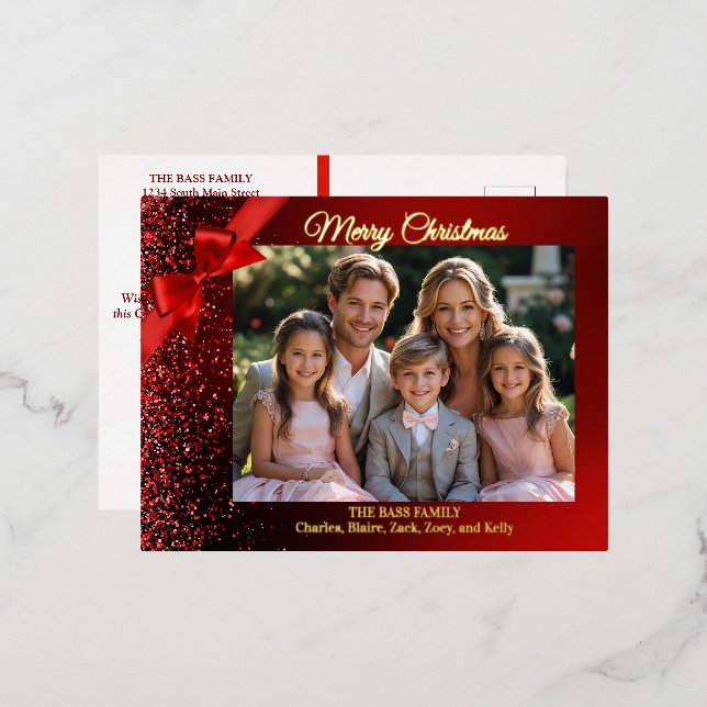 Glitter Wonderland Foil Holiday Photo Postcards (Front/Back)