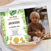 Glitter Woodland Animals Invitations with Photo