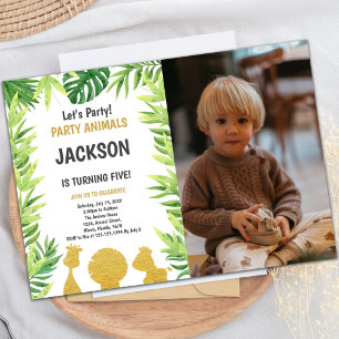 Glitter Woodland Animals Invitations with photo