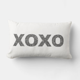 Glitter XOXO Silver Lumbar Cushion