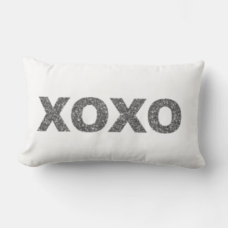 Glitter XOXO Silver Lumbar Cushion