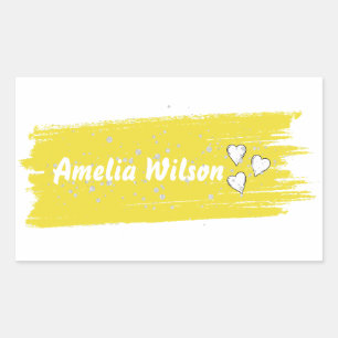 Glitter yellow custom Long Name Rectangular Sticker