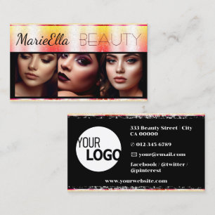 Glitter Yellow Peach Product Labels with Logo Business Card