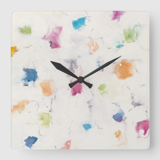Glitterati I Abstract Print | Mike Schick Square Wall Clock (Front)