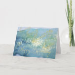 Glittered Blue Watercolor Birthday Card<br><div class="desc">Blue serenity with glittering swatches of gold sparkling a stream of Happy Birthday wishes. True blues and shiny look gold. All is painted,  in the style of a modern Monet watercolor.</div>