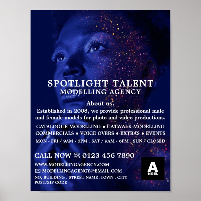 Glittered Model, Modeling Agency, Model Agent Poster (Front)