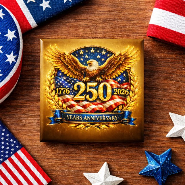 Glittered Semiquincentennial Eagle Emblem 15 Cm Square Badge (Creator Uploaded)