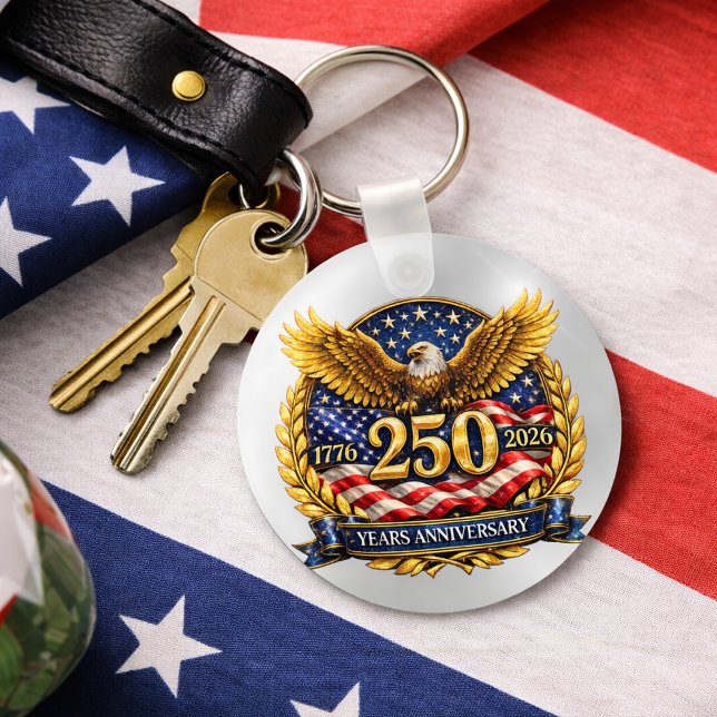 Glittered Semiquincentennial Eagle Emblem Key Ring (Creator Uploaded)