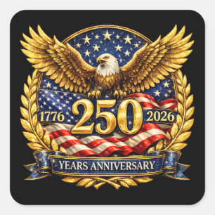 Glittered Semiquincentennial Eagle Emblem Square Sticker