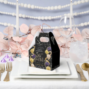 Glittering Balloons 50th Birthday Black Favour Box