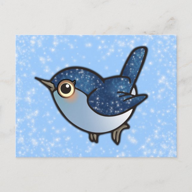 Glittering Blue Bird Postcard (Front)