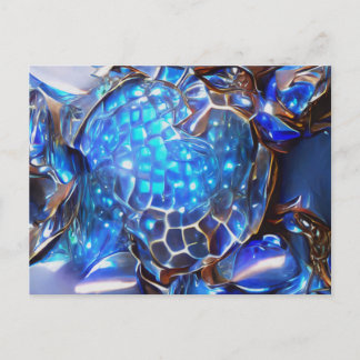 Glittering blue crystallised turtle shell postcard