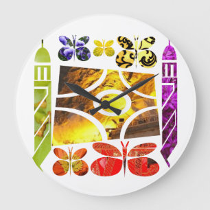 glittering butterlies large clock