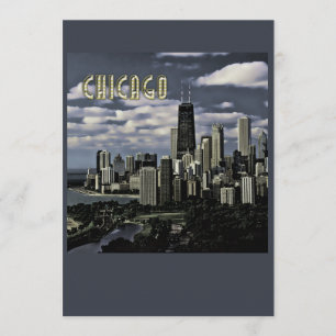 Glittering Chicago Skyline TEXT Chicago Invitation
