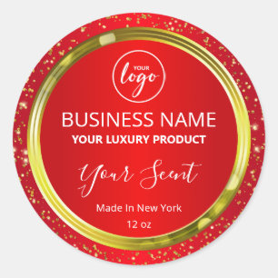 Glittering Christmas Red And Gold Product Labels
