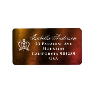 Glittering Crown Black Gold Return Address Label