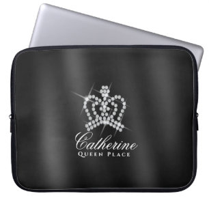Glittering Crown Black Grey Laptop Sleeve