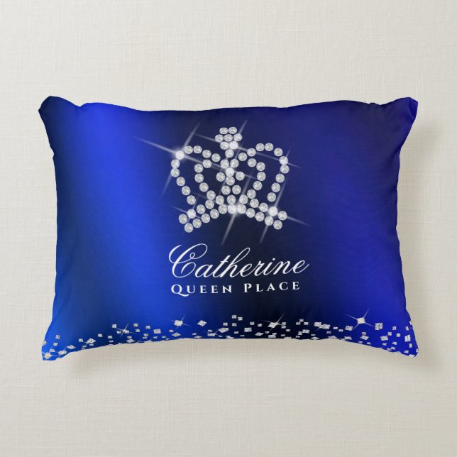 Glittering Crown Blue Decorative Cushion (Front)