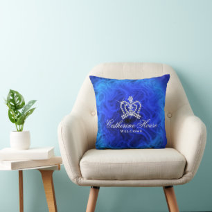 Glittering Crown Blue Purple Cushion