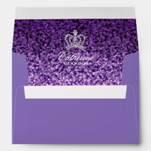 Glittering Crown Glamour Purple Lilac Envelope