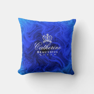 Glittering Crown Luxury Blue Cushion