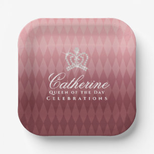 Glittering Crown Luxury Brown Paper Plate