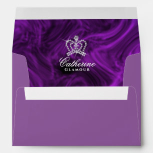 Glittering Crown Luxury Purple Envelope