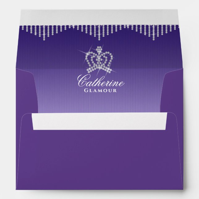 Glittering Crown Luxury Purple Envelope (Back (Bottom))
