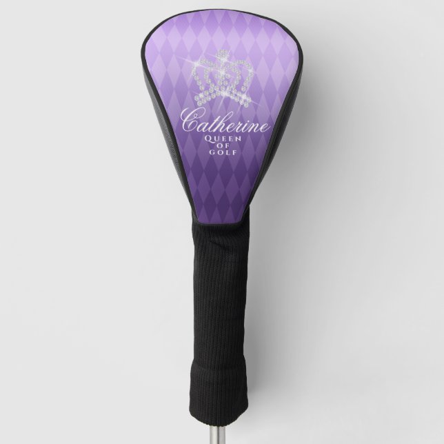 Glittering Crown Luxury Purple Golf Head Cover (Front)