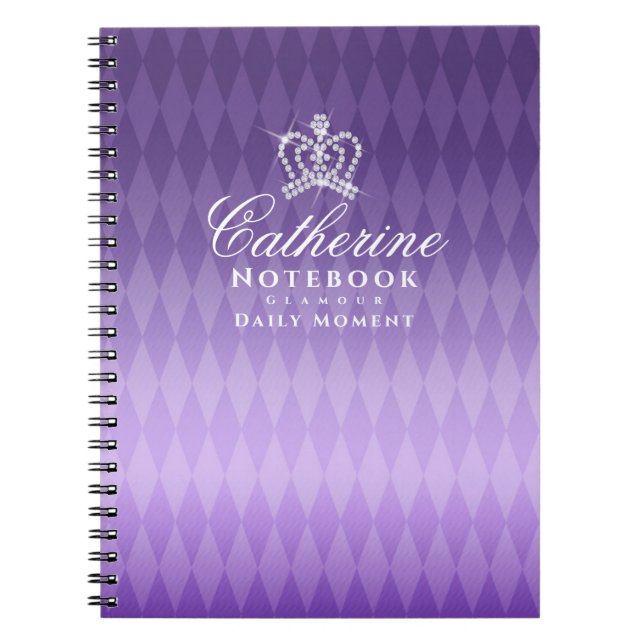 Glittering Crown Luxury Purple Notebook (Front)