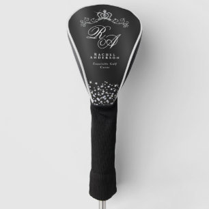 Glittering Crown Monogram Black Golf Head Cover