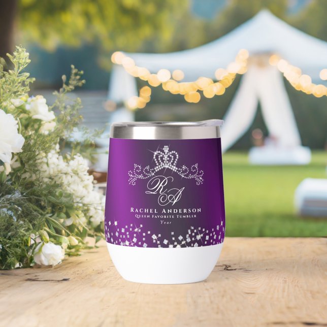 Glittering Crown Monogram Magenta (Wedding)
