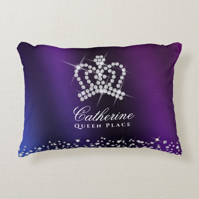Glittering Crown Purple Blue Decorative Cushion (Front)