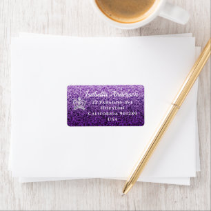 Glittering Crown Purple Lilac Address Label
