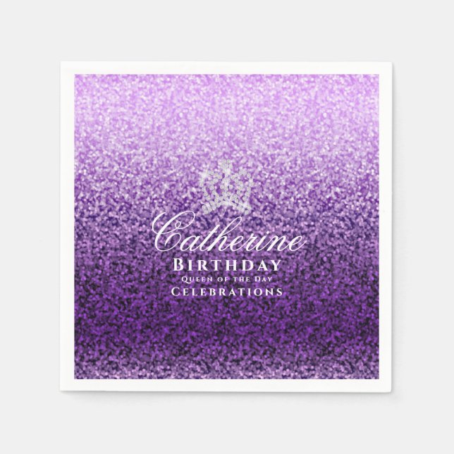 Glittering Crown Purple Napkin (Front)