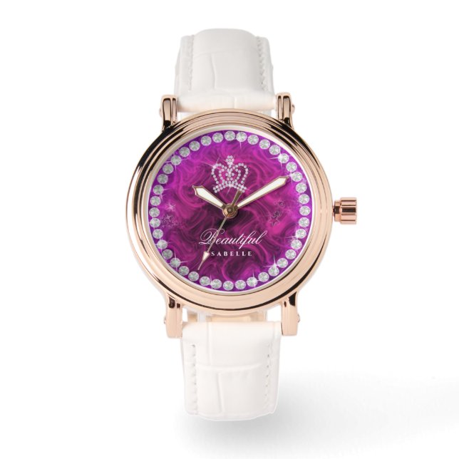 Glittering Crown Red Magenta Watch (Front)