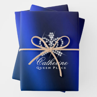 Glittering Crown Royal Blue Wrapping Paper Sheet