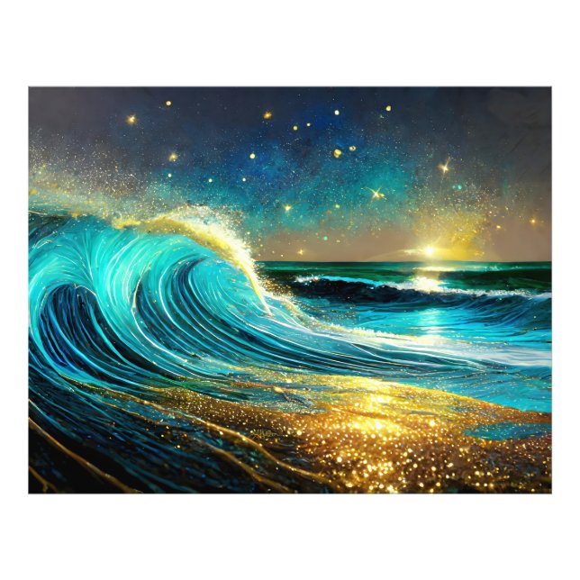 Glittering Divergent Ocean Waves Photo Print (Front)