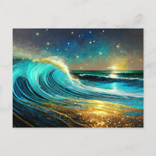 Glittering Divergent Ocean Waves Postcard