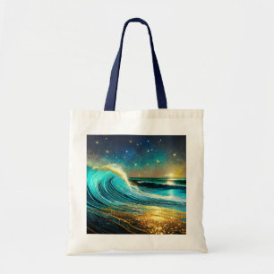 Glittering Divergent Ocean Waves Tote Bag