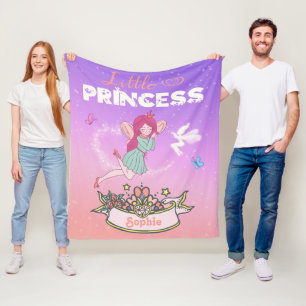 👸Glittering Fairy Princess Custom Name Fleece Blanket