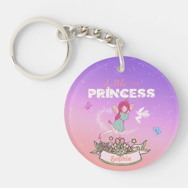 👸Glittering Fairy Princess Custom Name   Key Ring (Front)