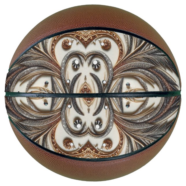 Glittering floral pattern with gemstone basketball (Front)
