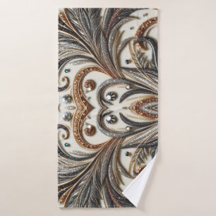 Glittering floral pattern with gemstone bath towel set