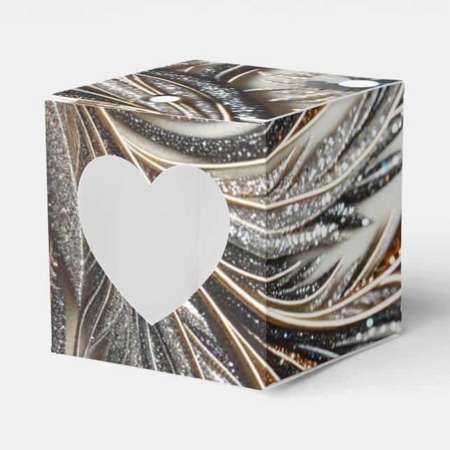 Glittering floral pattern with gemstone favour box (Front Side)