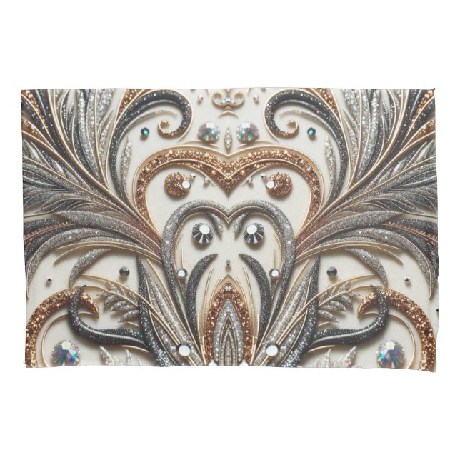 Glittering floral pattern with gemstone pillowcase (Front)