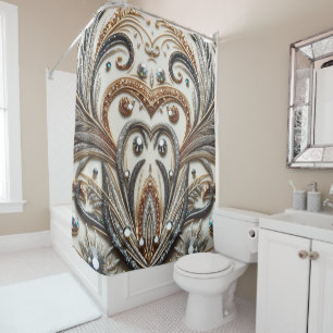 Glittering floral pattern with gemstone shower curtain