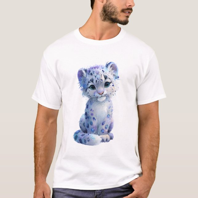 Glittering Galaxy Snow Leopard Men T-Shirt (Front)