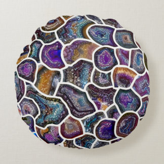 Glittering Geode Mosaic Round Cushion
